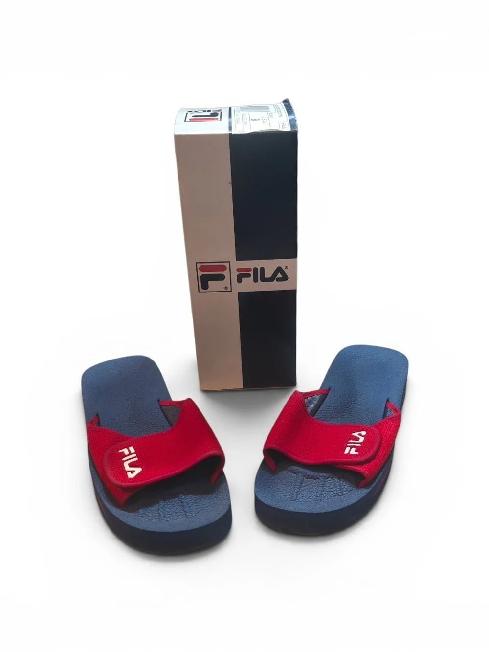 Fila Red and Blue Slide Sandals